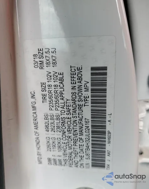 2018 Acura Rdx from USA, damaged, VIN 5J8TB4H32JL024167